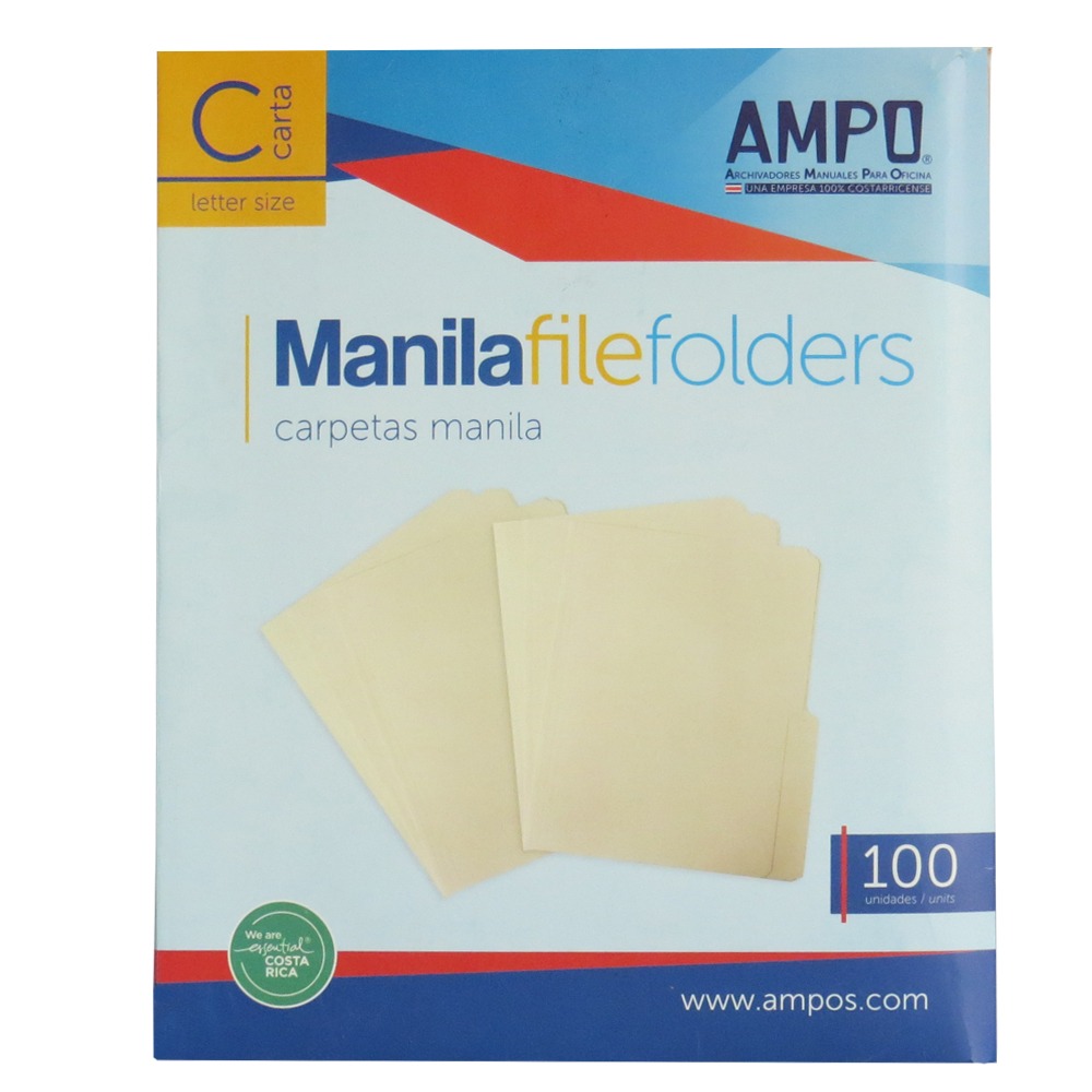 FOLDER MANILA AMPO CARTA CAJA 100