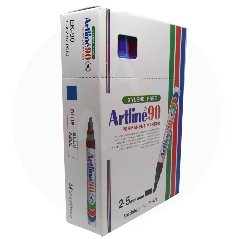 Marcador punta biselada Artline 90 azul recargable