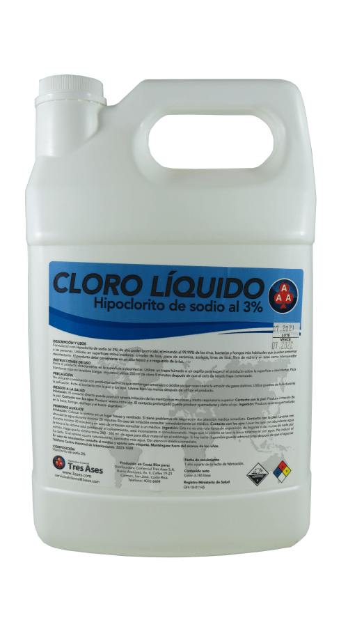 CLORO LIQUIDO TRES ASES 3% GALON