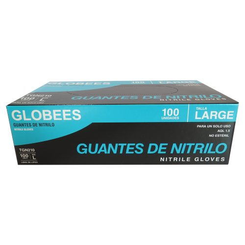 GUANTE NITRILO GLOBEES AZUL LIBRE POLVO TALLA L CAJA 100