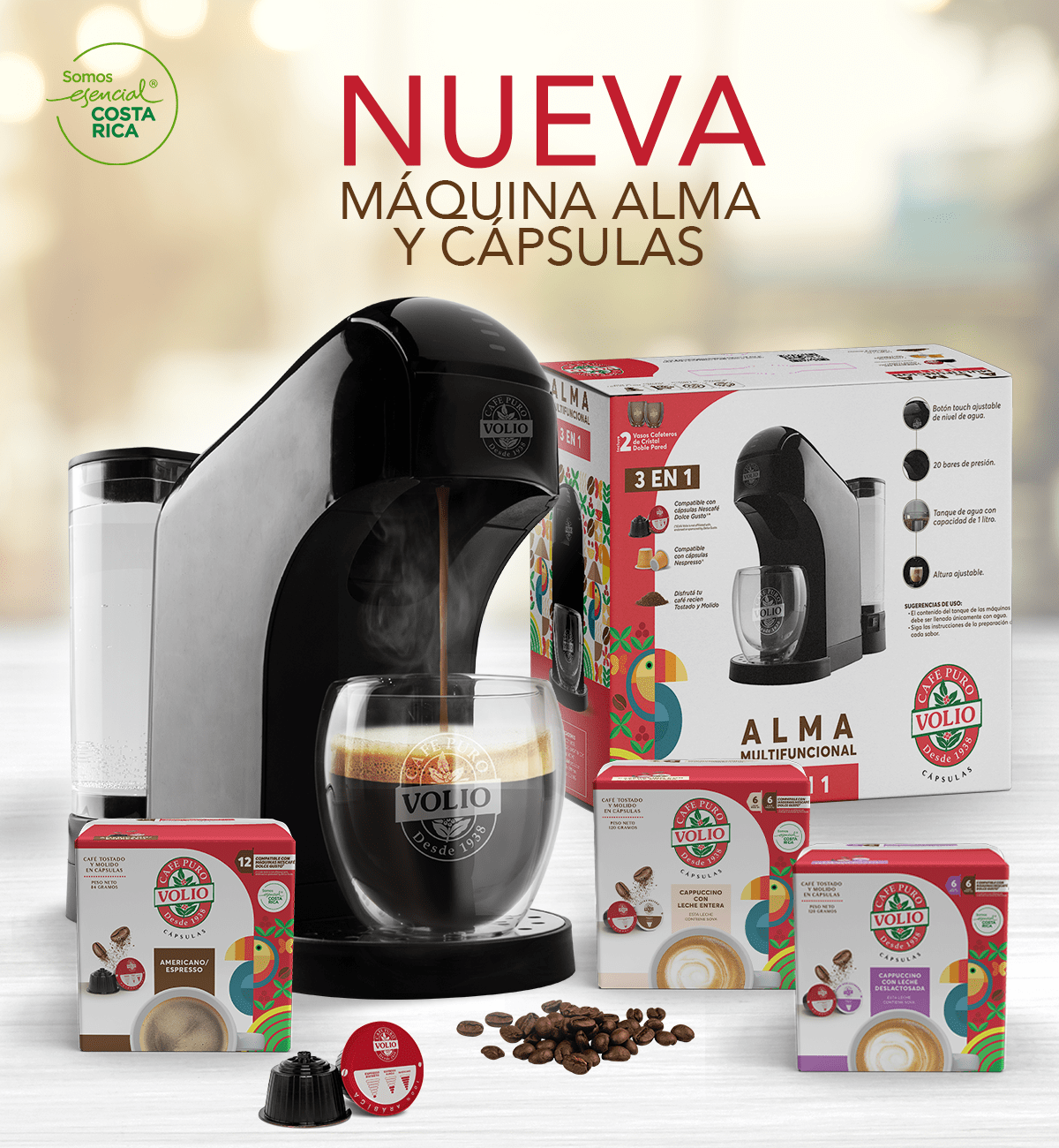 MAQUINA CAFE ALMA 3 EN 1 CAPSULAS VOLIO – Tres Ases